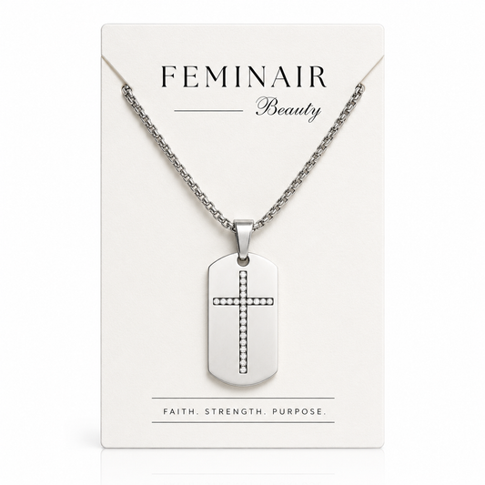 Men's Faith Cross Necklace – Engraved Christian Pendant