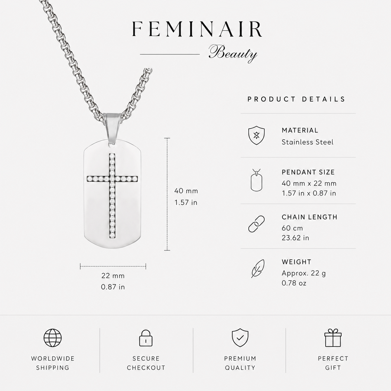 Men's Faith Cross Necklace – Engraved Christian Pendant